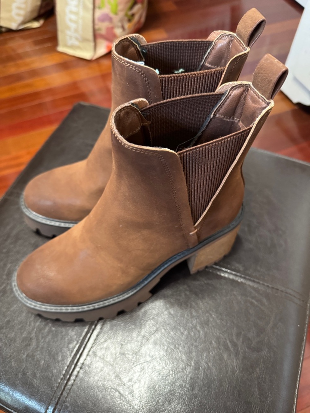 MIA Rusty Brown Booties with Chunky Heel